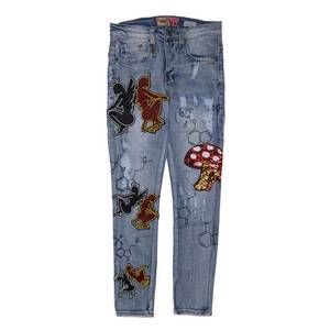 NEW CAST IRON men's mushroom angel vs devil denim jeans in indigo